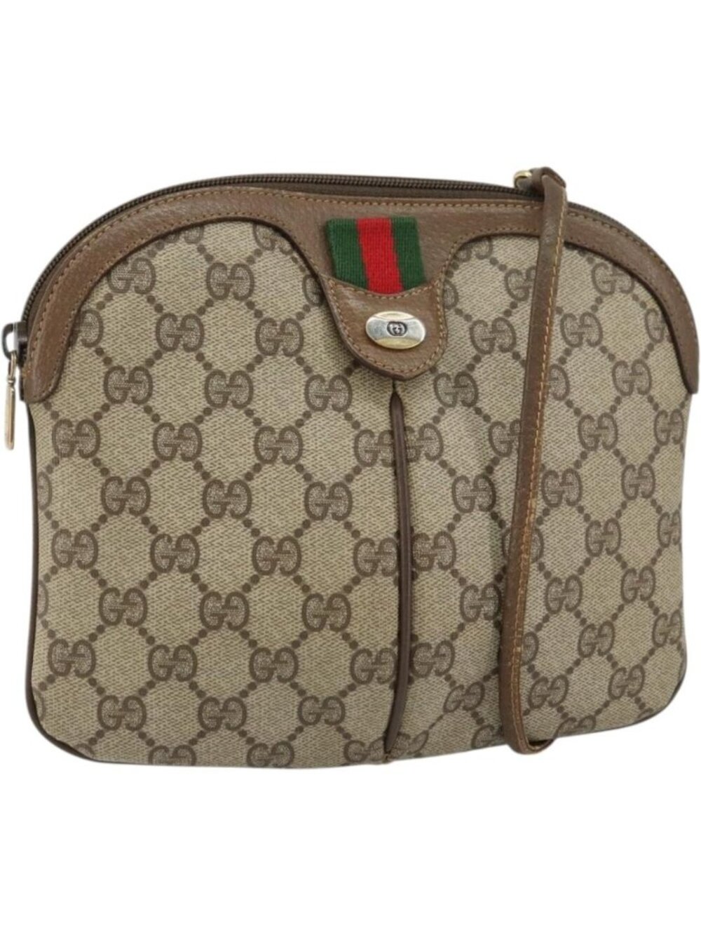 GUCCI GG Supreme Web Sherry Line Bag PVC Beige Gold 904 02 047